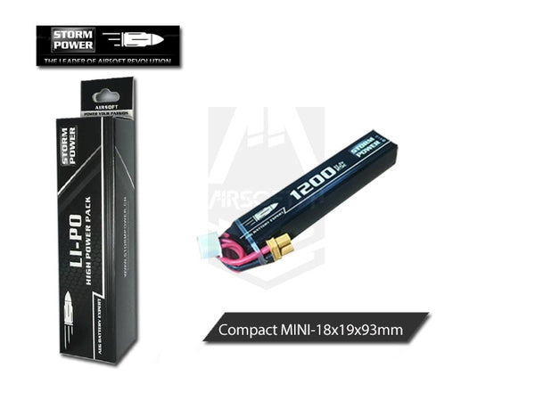 STORM POWER 1200 mAh 11.1V 25C COMPACT BABY TOOTSIE LIPO BATTERY-FOR GEL BLASTER